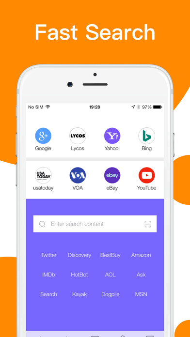 Emulate iPhone app OrangeBrowser-Web browser using MyAndroid
