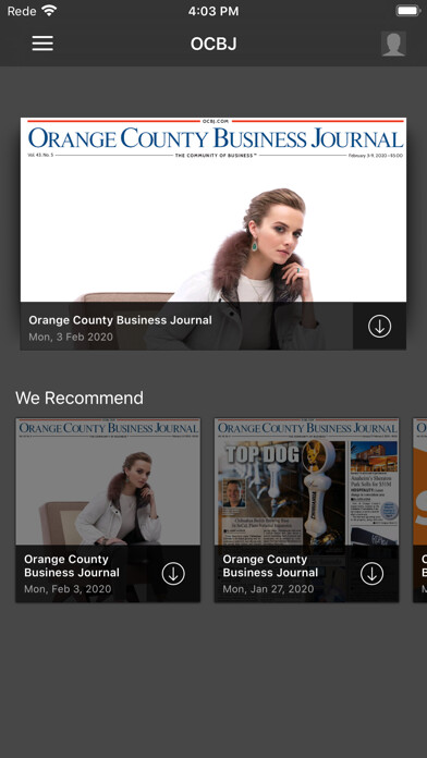 Emulate iPhone app Orange County Business Journal using MyAndroid