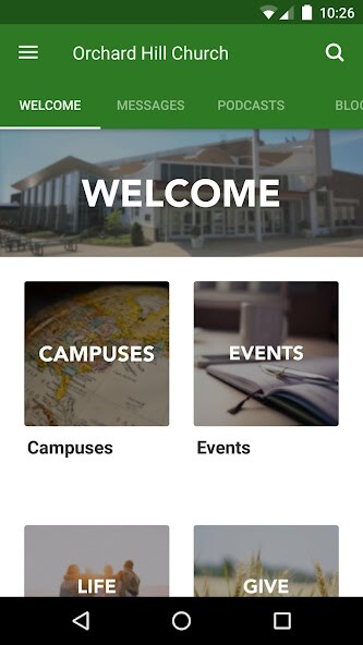 Emulate iPhone app Orchard Hill Church using MyAndroid