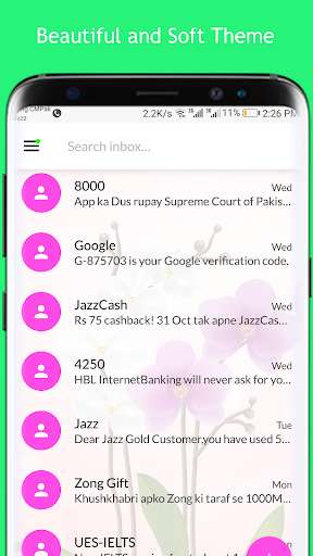 Run android online APK Orchid Flower SMS Theme from MyAndroid or emulate Orchid Flower SMS Theme using MyAndroid