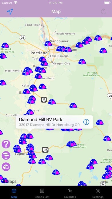 Emulate iPhone app Oregon – Camping & RV spots using MyAndroid