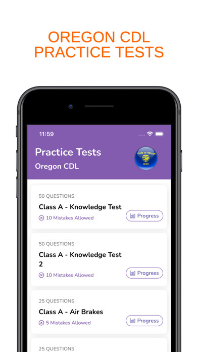 Emulate iPhone app Oregon OR CDL Permit Prep using MyAndroid