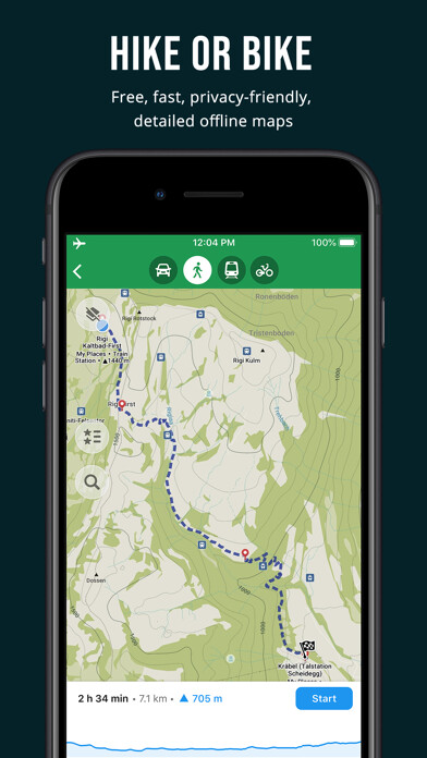 Emulate iPhone app Organic Maps Offline Hike&Bike using MyAndroid