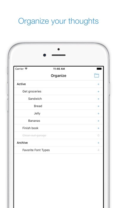 Emulate iPhone app Organize - Thought Tracker using MyAndroid