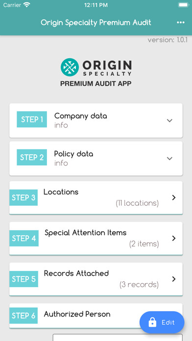 Emulate iPhone app Origin Specialty Premium Audit using MyAndroid