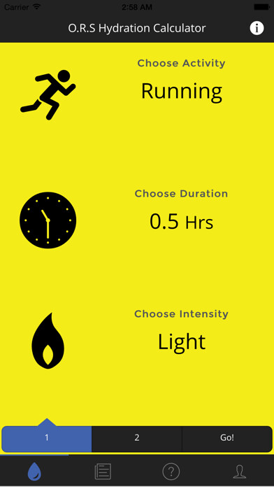 Emulate iPhone app O.R.S. Hydration Calculator using MyAndroid