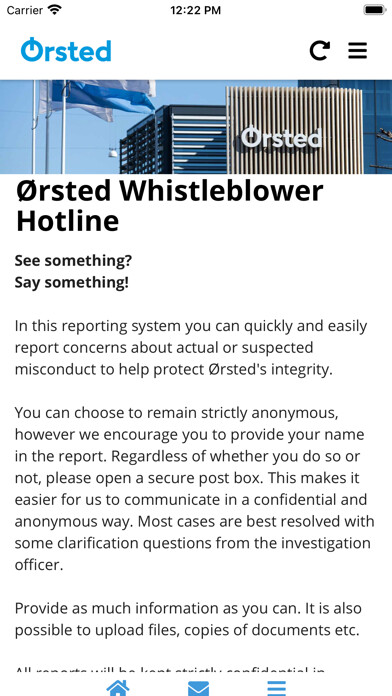 Emulate iPhone app Orsted Whistleblower Hotline using MyAndroid Emulate iPhone app Orsted Whistleblower Hotline using MyAndroid