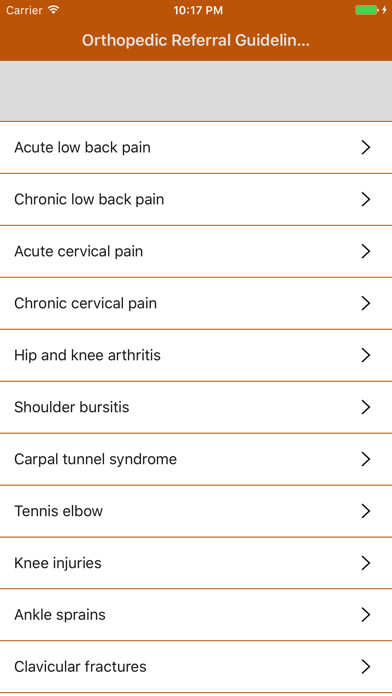 Emulate iPhone app Orthopedic Referral Guidelines using MyAndroid Emulate iPhone app Orthopedic Referral Guidelines using MyAndroid