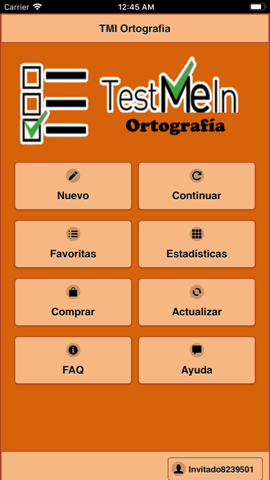 Emulate iPhone app Ortografia Test Me In using MyAndroid