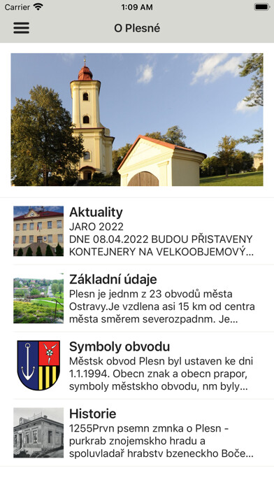 Emulate iPhone app Ostrava Plesná using MyAndroid