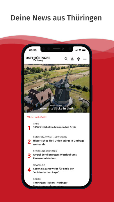 Emulate iPhone app Ostthüringer Zeitung News using MyAndroid