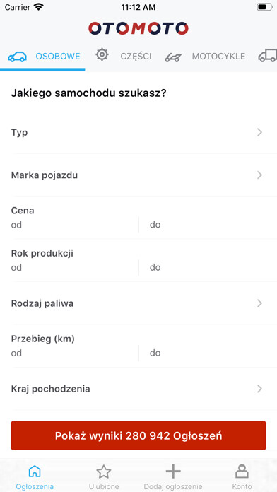 Emulate iPhone app OTOMOTO.pl using MyAndroid