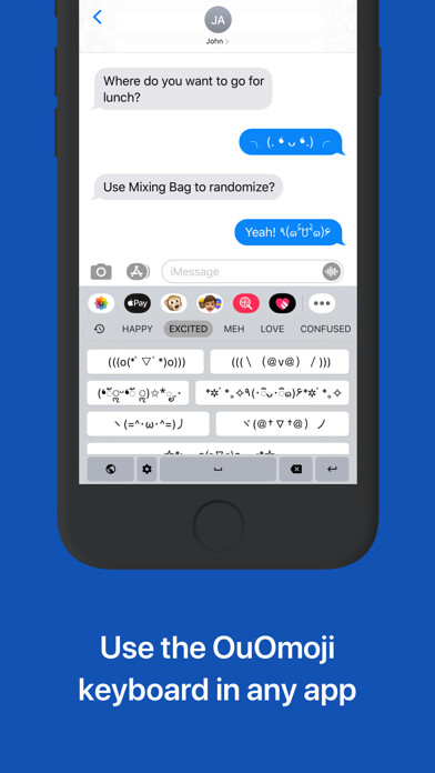 Emulate iPhone app OuOmoji - Kaomoji Keyboard using MyAndroid