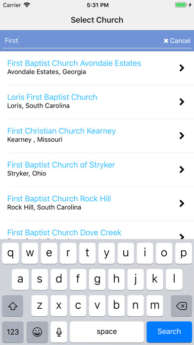 Emulate iPhone app Our Church - By ChurchDev.com using MyAndroid