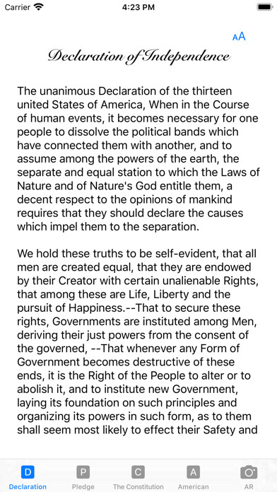 Emulate iPhone app our Constitution using MyAndroid