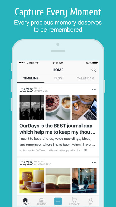 Emulate iPhone app OurDays Journal using MyAndroid