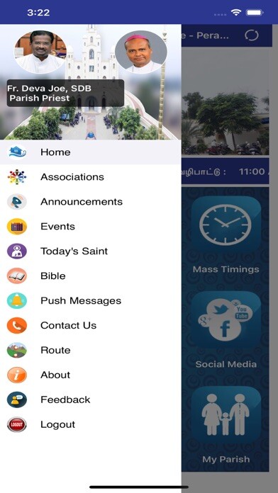 Emulate iPhone app Our Lady Of Lourdes Shrine using MyAndroid