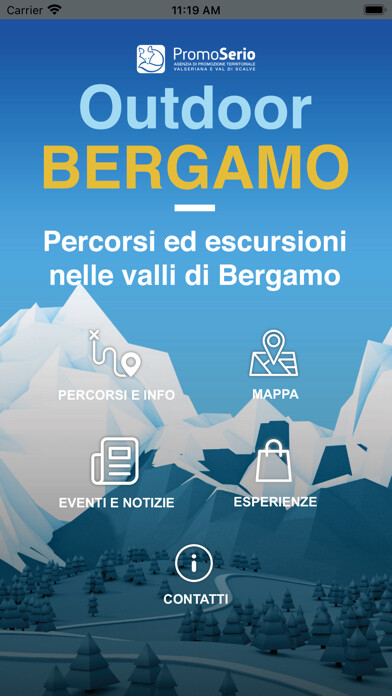 Emulate iPhone app Outdoor Bergamo using MyAndroid
