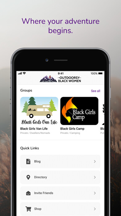 Emulate iPhone app Outdoorsy Black Women using MyAndroid Emulate iPhone app Outdoorsy Black Women using MyAndroid