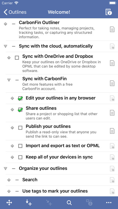 Emulate iPhone app Outliner using MyAndroid Emulate iPhone app Outliner using MyAndroid