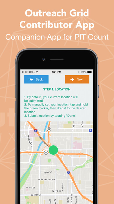 Emulate iPhone app Outreach Grid Contributor using MyAndroid