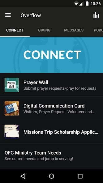 Emulate iPhone app Overflow Church Magee using MyAndroid