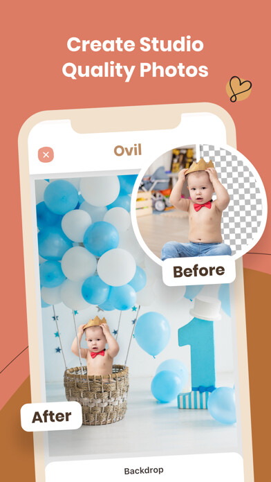 Emulate iPhone app Ovil - backdrop photo editor using MyAndroid
