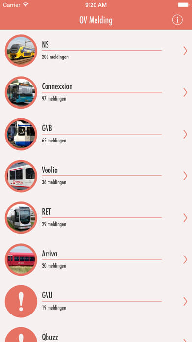 Emulate iPhone app OV Melding - Samen verbeteren we het OV using MyAndroid