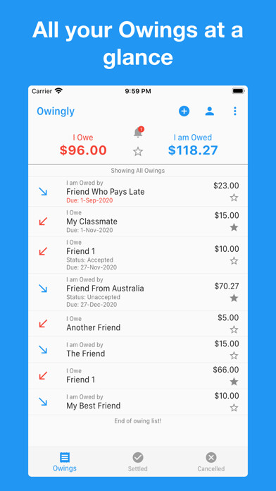 Emulate iPhone app Owingly using MyAndroid