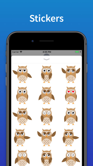 Emulate iPhone app Owl Emoji & Stickers for text using MyAndroid