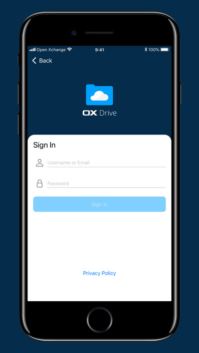 Emulate iPhone app OX Drive by Open-Xchange using MyAndroid