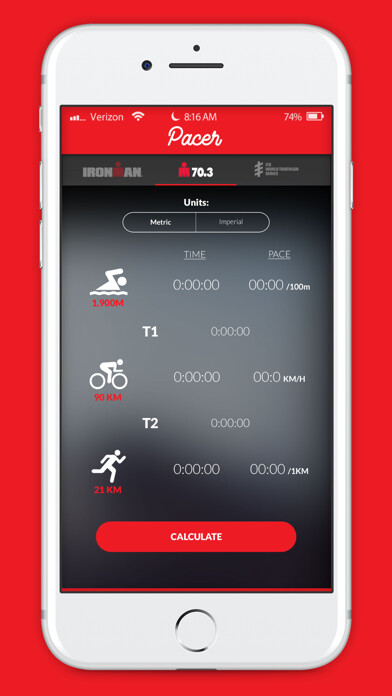 Emulate iPhone app Pacer - Tri Time Calculator using MyAndroid