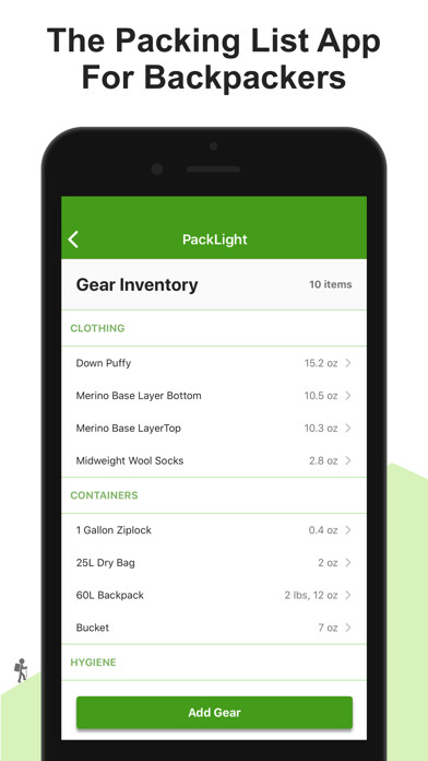 Emulate iPhone app PackLight for Backpacking using MyAndroid