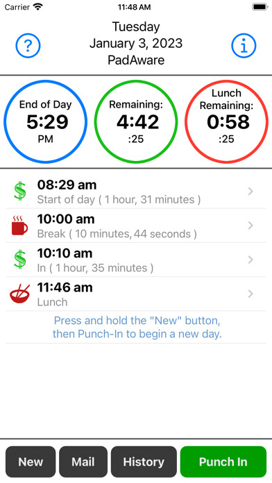 Emulate iPhone app PadAware™ Time Clock using MyAndroid Emulate iPhone app PadAware™ Time Clock using MyAndroid