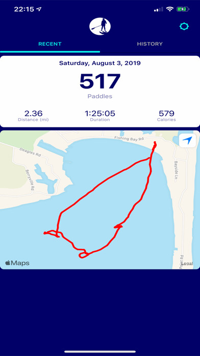 Emulate iPhone app Paddlz: Paddle Fitness Tracker using MyAndroid