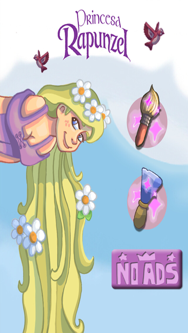 Emulate iPhone app paint and discover the princess Rapunzel - Girls coloring game Rapunzel using MyAndroid