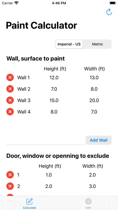Emulate iPhone app Paint Calculator - Estimator using MyAndroid Emulate iPhone app Paint Calculator - Estimator using MyAndroid