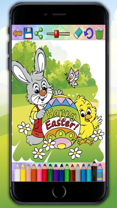 Emulate iPhone app Paint the Easter egg – decorate and color bunnies using MyAndroid