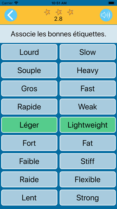 Emulate iPhone app Paires Français-Anglais using MyAndroid