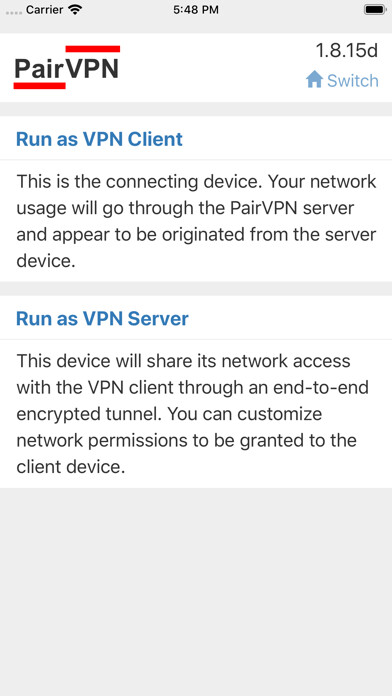 Emulate iPhone app PairVPN using MyAndroid