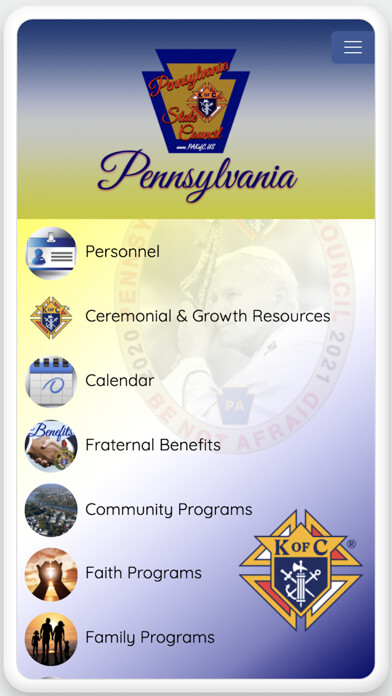 Emulate iPhone app PA Knights of Columbus using MyAndroid