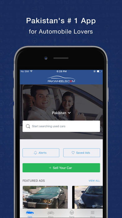 Emulate iPhone app PakWheels: Buy & Sell Cars using MyAndroid