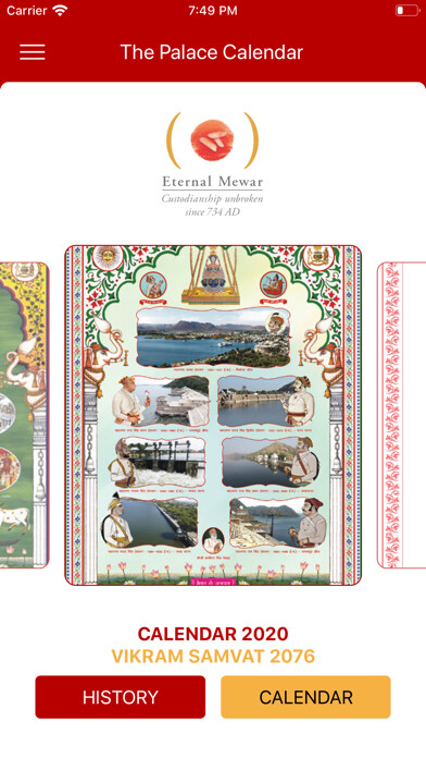 Emulate iPhone app Palace Calendar-Eternal Mewar using MyAndroid
