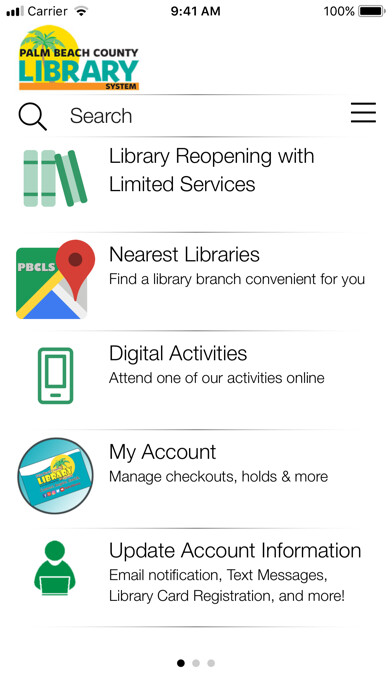 Emulate iPhone app Palm Beach County Library using MyAndroid