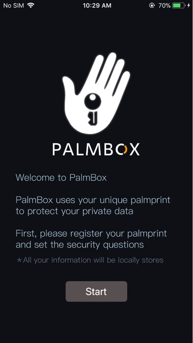 Emulate iPhone app PalmBox - palmprint privacy using MyAndroid Emulate iPhone app PalmBox - palmprint privacy using MyAndroid