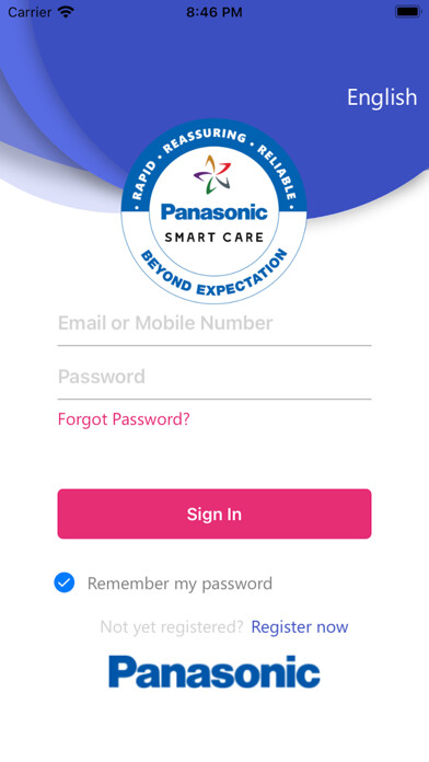 Emulate iPhone app Panasonic Smart Care using MyAndroid