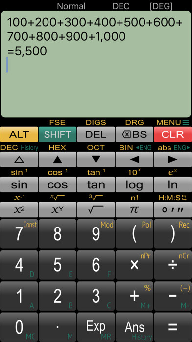 Emulate iPhone app Panecal Plus Sci. Calculator using MyAndroid