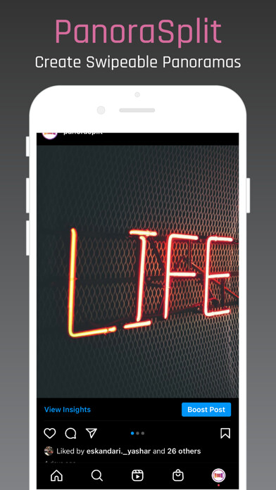 Emulate iPhone app PanoraSplit for Instagram using MyAndroid