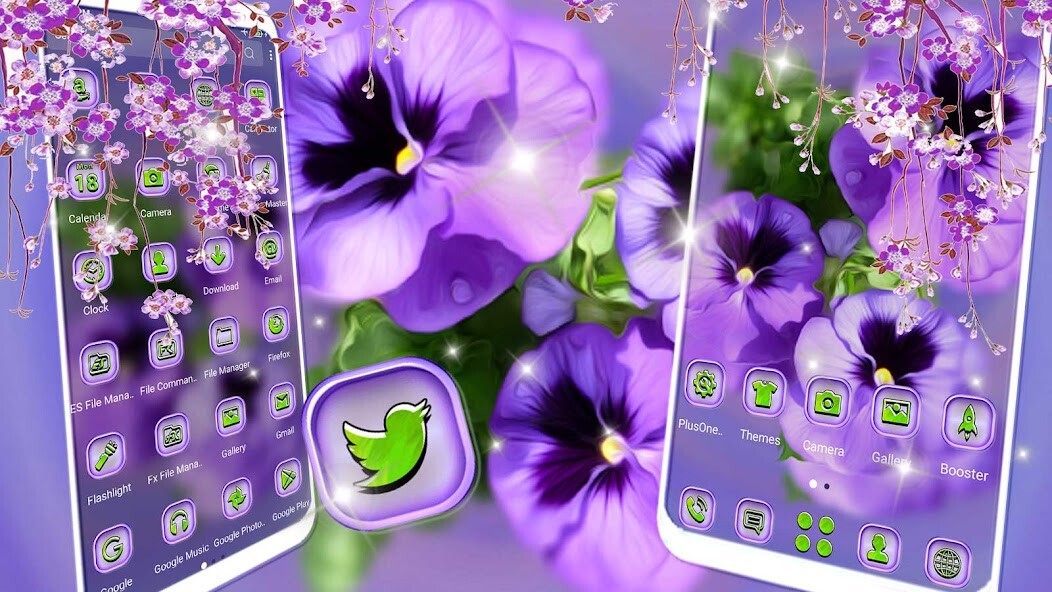 Run android online APK Pansy Flower Purple Theme from MyAndroid or emulate Pansy Flower Purple Theme using MyAndroid