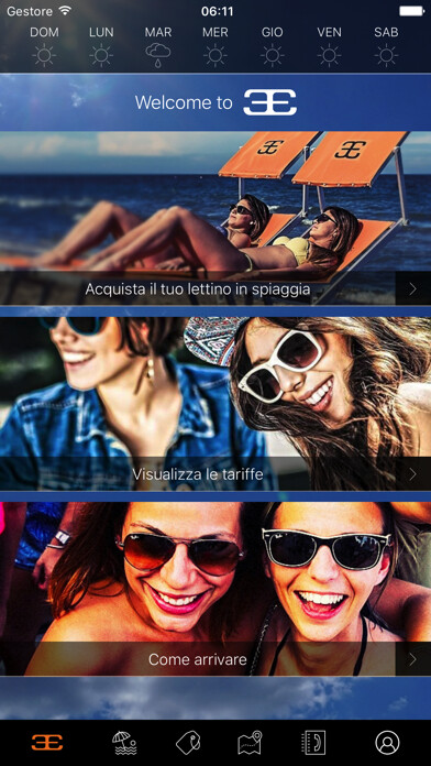 Emulate iPhone app Papeete Beach prenotazioni using MyAndroid